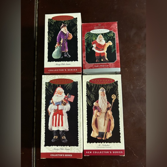 Hallmark Other - 4 Vintage Hallmark Merry Olde & Nicks wish list & St. Nicholas Santa Ornaments